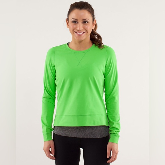 Lululemon Run: Warm Up Crew Frond Lime Green Running Workout Women’s Size Medium - Picture 1 of 8